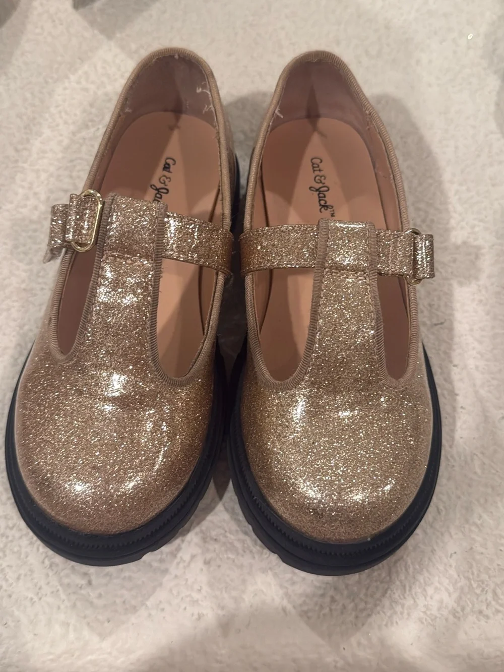 Kids Glitter Mary Jane Shoes in Gold - Casual Comfort